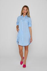LAURENL – Opp.Liberty Linen Tunic 3/4 Sleeves Flared Cut – Women – Sky Blue/ Margaret Annie 165A